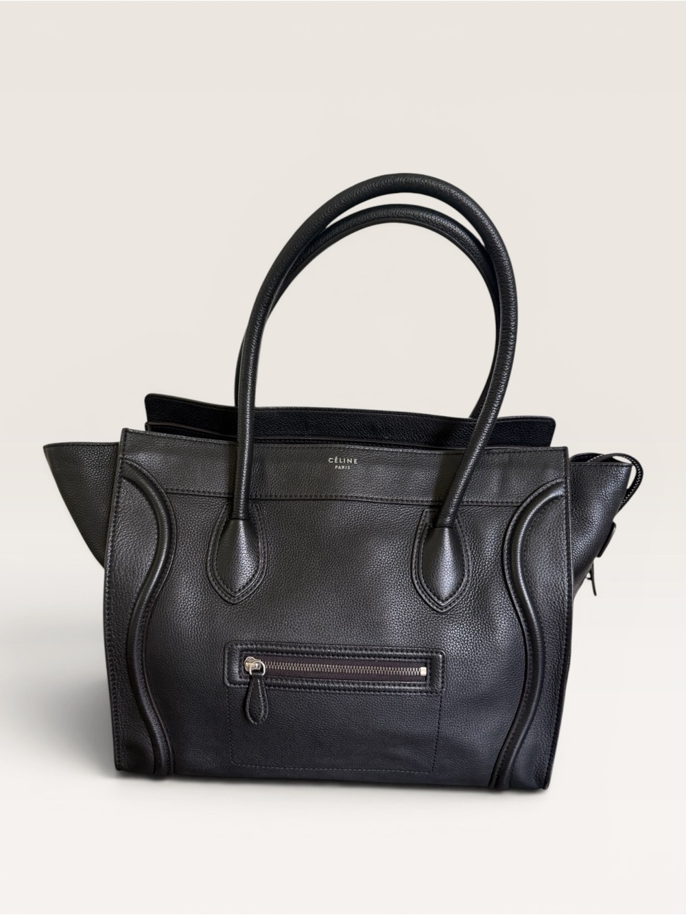 Celine Luggage Tote Black Drummed Calfskin Phoebe Philo